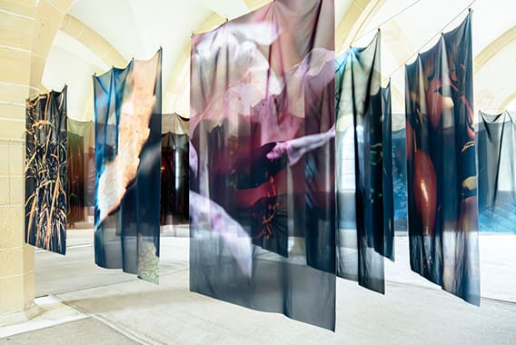 DIEU OU MATIÈRE Installation photographique sur tissus-©N Serve & O Ciantar Olive